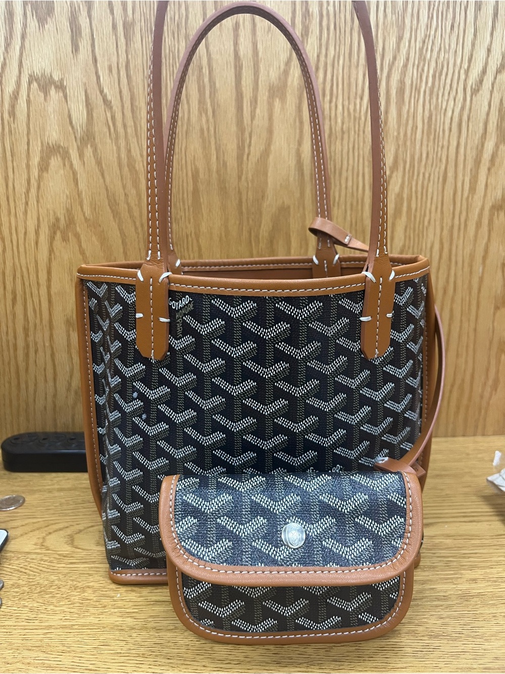 Two-Piece Black & Brown Tote and Crossbody Set